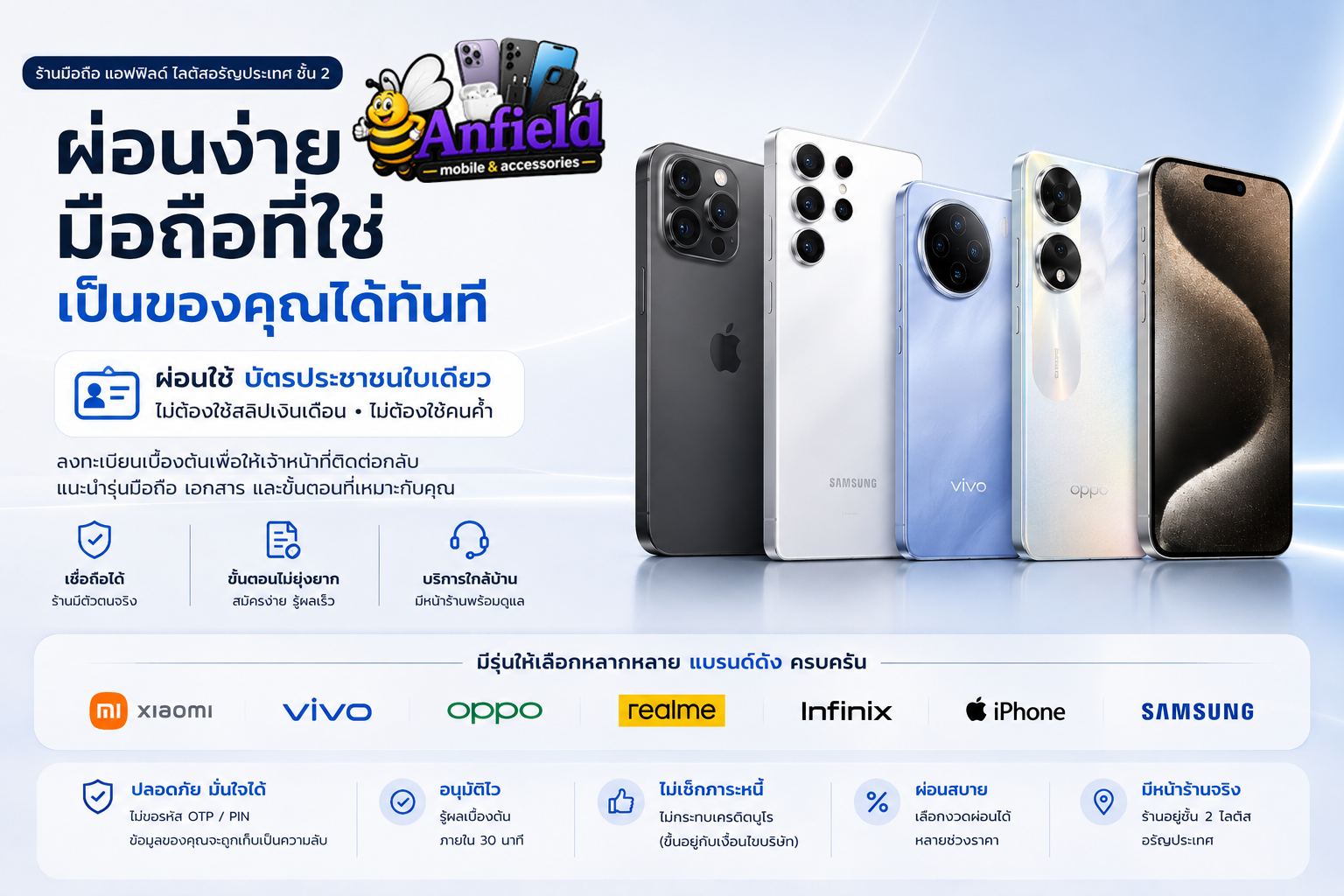 สมัครผ่อนมือถือ ร้านมือถือแอนฟิลด์